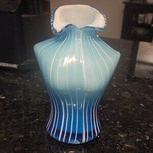 Vintage murano style aqua blue and white cased female torso vase / antique glass